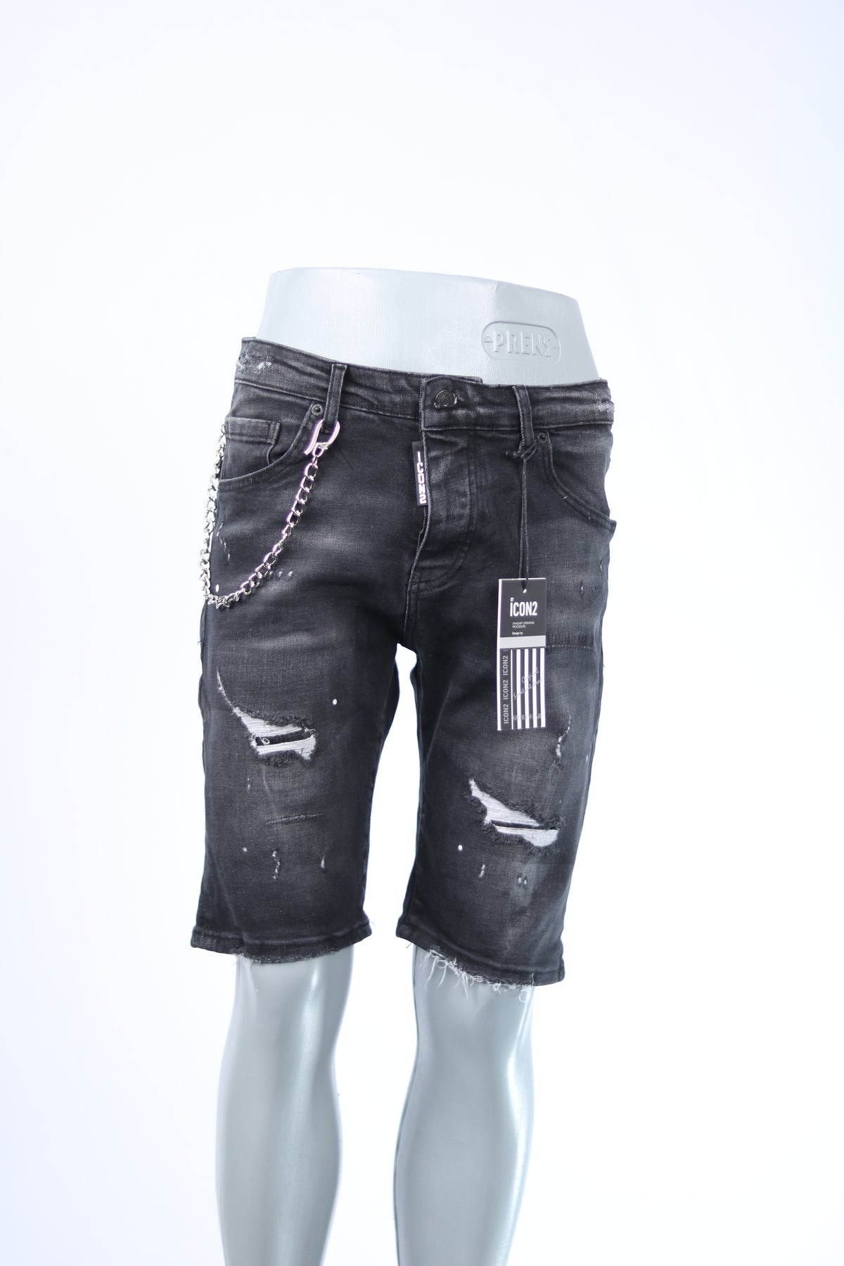 Icon2 Distressed Denim Shorts Schwarz – Lässig und Urban